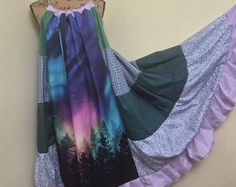 Boho Sundress, Bohemian Maxi Beach Dress, Hippie Summer Wearable Art, Plus size/Free Size