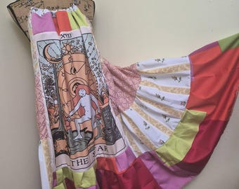 Boho Sundress, Bohemian Maxi Beach Dress, Hippie Summer Wearable Art, Plus size/Free Size