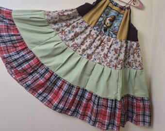 Boho Sundress, Bohemian Maxi Beach Dress, Hippie Summer Wearable Art, Plus size/Free Size