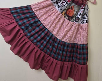 Boho Sundress, Bohemian Maxi Beach Dress, Hippie Summer Wearable Art, Plus size/Free Size