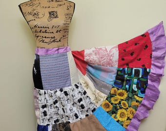 Falda acolchada, falda campesina de patchwork retales