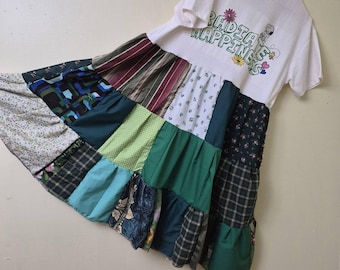 Upcycled Tee Shirt Dress: Handmade Bohemian Prairie Style