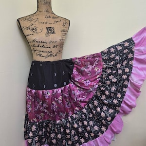 Bohemian Plus Size Renaissance Maxi Skirt,, Maximalist Boho Patchwork Hippie Peasant Skirt