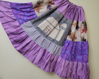 Falda de tapiz reciclada hecha a mano: arte bohemio de patchwork para llevar