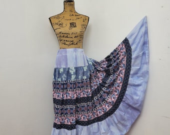 Bohemian Plus Size Renaissance Maxi Skirt, Handmade Gypsystyle Clothing, Maximalist Boho Patchwork Hippie Peasant Skirt, Free US Shipping