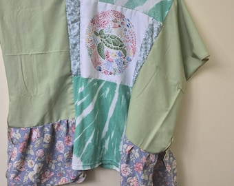 Upcycled shirt Kaftan top, Hippie style Wearable Art, Bohemian clothing, free size