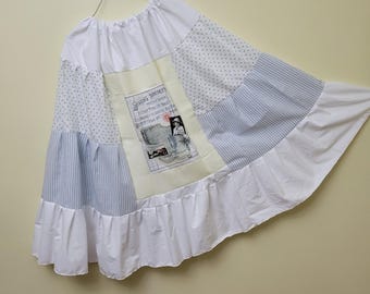 Falda de tapiz reciclada hecha a mano: arte de patchwork bohemio para vestir