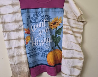 Upcycled shirt Kaftan top, Hippie style Wearable Art, Bohemian clothing, free size