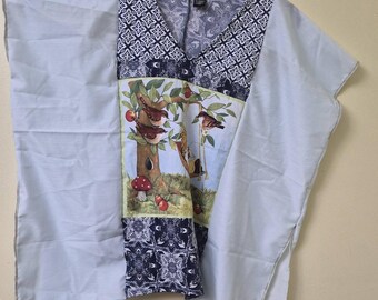 Upcycled shirt Kaftan top, Hippie style Wearable Art, Bohemian clothing, free size