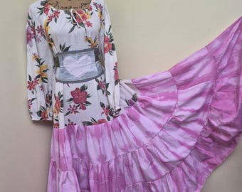 Vestido camisero reciclado con cinturón cruzado: estilo bohemio hippie hecho a mano
