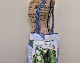 Bolsa de tela de patchwork hecha a mano: bolso de fin de semana vintage reciclado