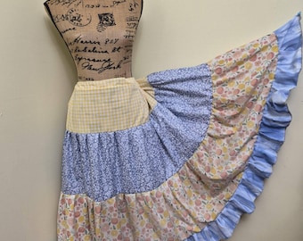Bohemian Plus Size Renaissance Maxi Skirt,, Maximalist Boho Patchwork Hippie Peasant Skirt