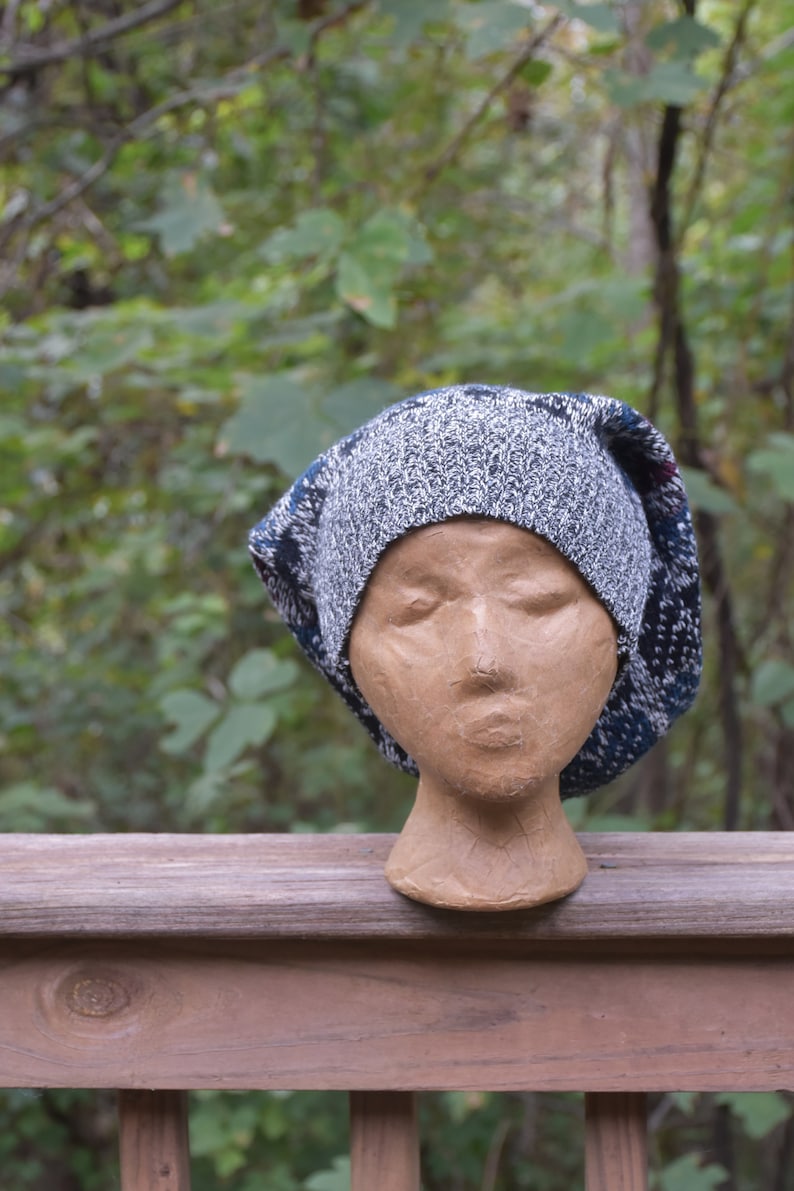 Cozy Eco Friendly Handmade Toboggan Recycled Sweater Warm Winter Hat One of a Kind Unique Gift Upcycled Knit Unisex Slouchy Beanie