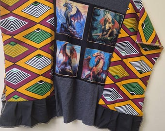 Upcycled shirt Kaftan top, Hippie style Wearable Art, Bohemian clothing, free size