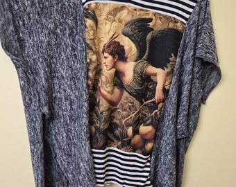 Top caftán con camisa reciclada, estilo hippie, arte para vestir, ropa bohemia, talla única