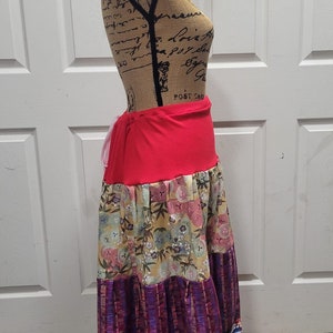 Bohemian Plus Size Renaissance Maxi Skirt, Handmade Gypsystyle Clothing, Maximalist Boho Patchwork Hippie Peasant Skirt, Free US Shipping image 4
