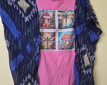 Upcycled shirt Kaftan top, Hippie style Wearable Art, Bohemian clothing, free size
