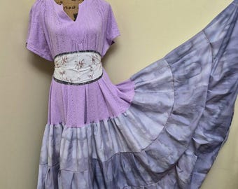 Upcycled Shirt Dress with wrap belt: Handmade Bohemian Hippie Style
