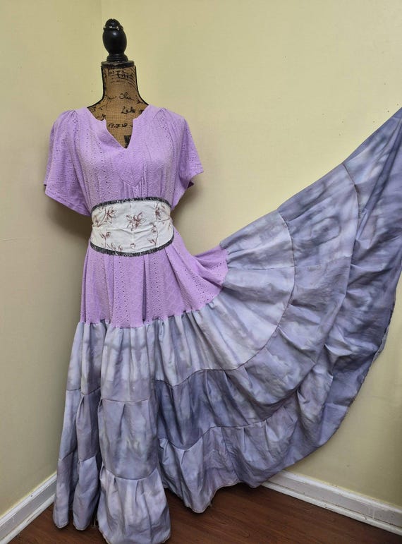 Upcycled Shirt Dress with wrap belt: Handmade Bohemian Hippie Style
