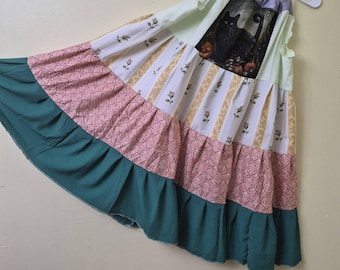 Boho Sundress, Bohemian Maxi Beach Dress, Hippie Summer Wearable Art, Plus size/Free Size
