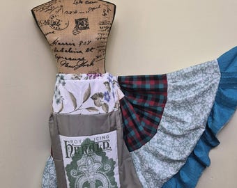 Handmade Upcycled Tapestry Skirt: Patchwork Bohemian Art to Wear