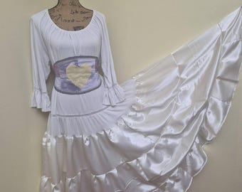 Vestido camisero reciclado con cinturón cruzado: estilo bohemio hippie hecho a mano