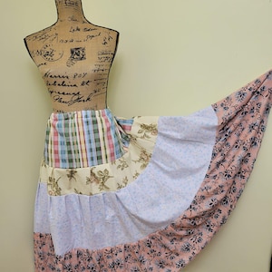 Bohemian Plus Size Renaissance Maxi Skirt,, Maximalist Boho Patchwork Hippie Peasant Skirt