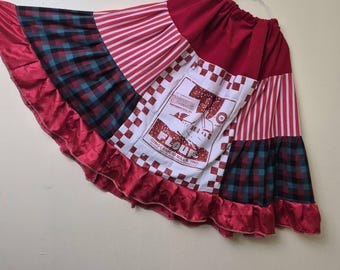 Handmade Upcycled Tapestry Skirt: Patchwork Bohemian Art to Wear