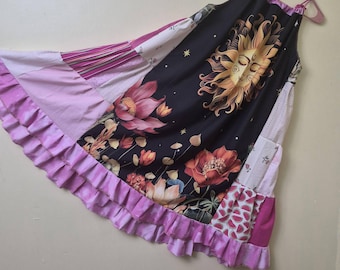 Upcycled Tapestry Dress: Handmade Patchwork Bohemian Hippie Style Wearable Art