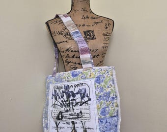 Bolsa de tela de patchwork hecha a mano: bolso de fin de semana vintage reciclado