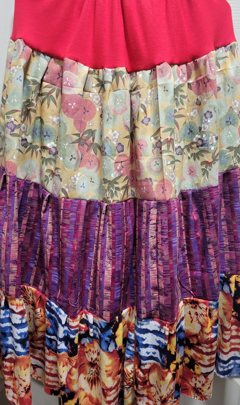 Bohemian Plus Size Renaissance Maxi Skirt, Handmade Gypsystyle Clothing, Maximalist Boho Patchwork Hippie Peasant Skirt, Free US Shipping image 6