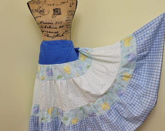 Falda maxi renacentista bohemia de talla grande, falda campesina hippie de patchwork bohemia maximalista