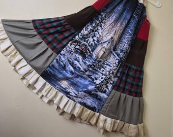 Boho Sundress, Bohemian Maxi Beach Dress, Hippie Summer Wearable Art, Plus size/Free Size