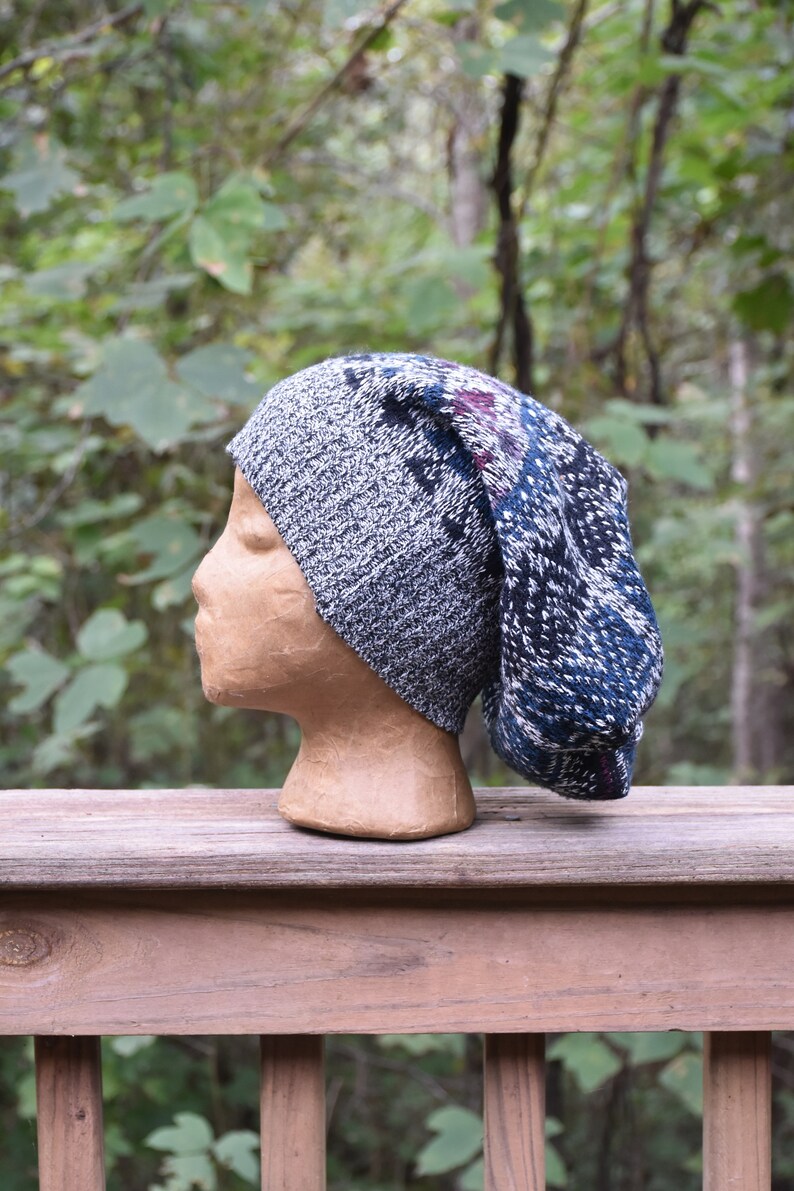 Cozy Eco Friendly Handmade Toboggan Recycled Sweater Warm Winter Hat One of a Kind Unique Gift Upcycled Knit Unisex Slouchy Beanie