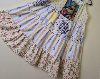 Boho Sundress, Bohemian Maxi Beach Dress, Hippie Summer Wearable Art, Plus size/Free Size