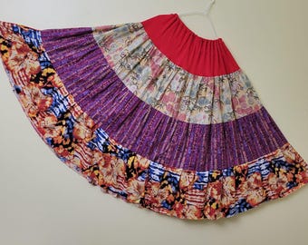 Falda maxi renacentista bohemia de talla grande, falda campesina hippie de patchwork bohemia maximalista