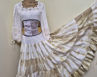 Upcycled Shirt Dress with wrap belt: Handmade Bohemian Hippie Style