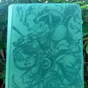 Charizard Venusaur Blastoise Custom Trading Card Binder – Personalized TCG Binder for Pokémon Cards – Engraved Binder Gift for Collectors