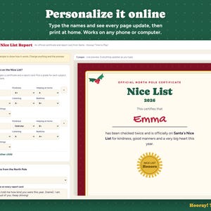 Santa Nice List Certificate, Personalized Report Card From Santa, Kids Christmas Eve Box Printable, Editable Nice List, Instant Download image 2