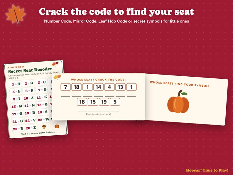 Thanksgiving Place Cards, Personalized Secret Code Name Cards, Printable Kids Table Game, Friendsgiving Decor, Food Labels, Instant Download Bild 3