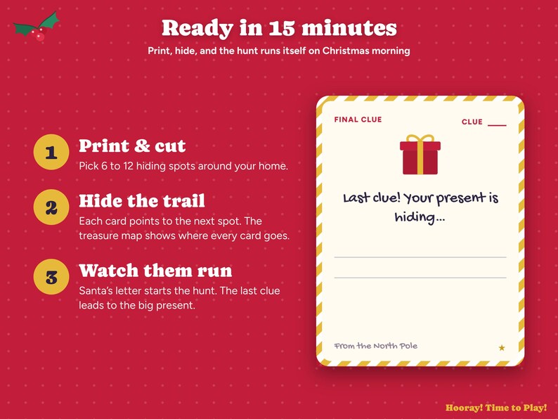 Personalized Christmas Treasure Hunt with Phone Hunt, QR Code Scavenger Hunt, Custom Names, Santa Letter, Kids Clues, Instant Download imagen 6