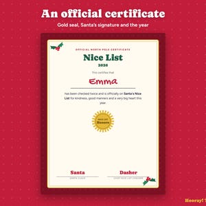 Santa Nice List Certificate, Personalized Report Card From Santa, Kids Christmas Eve Box Printable, Editable Nice List, Instant Download image 3