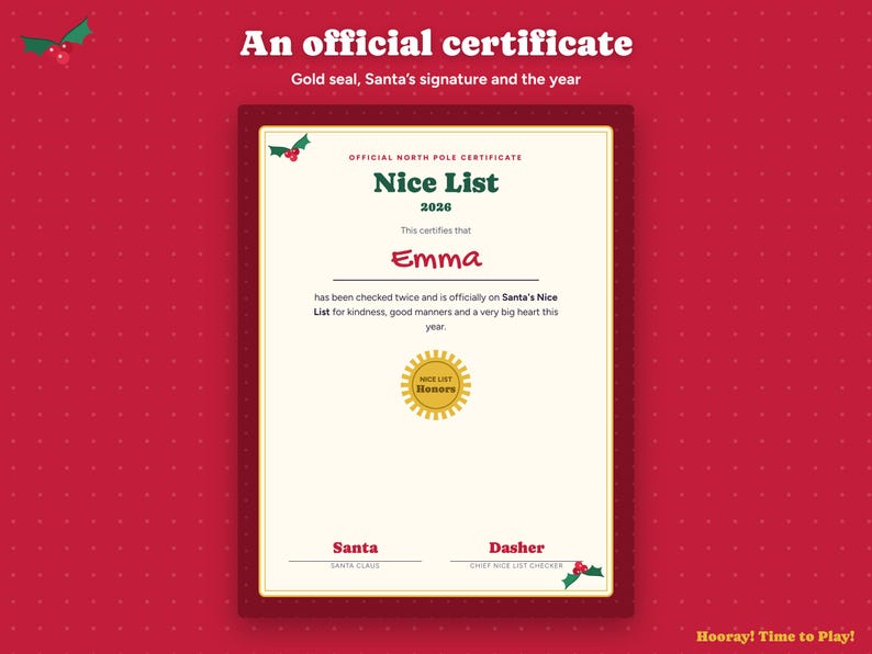 Santa Nice List Certificate, Personalized Report Card From Santa, Kids Christmas Eve Box Printable, Editable Nice List, Instant Download image 3