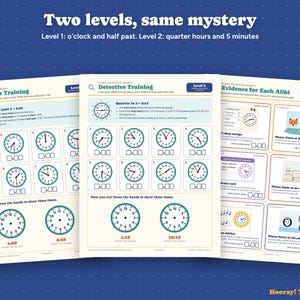 Telling Time Game for Kids, Clock Detective Mystery, Printable Analog Clock Activity, Personalized Birthday Mystery, Ages 6-8 Homeschool image 4