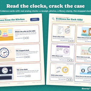 Telling Time Game for Kids, Clock Detective Mystery, Printable Analog Clock Activity, Personalized Birthday Mystery, Ages 6-8 Homeschool image 3