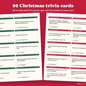 Christmas Family Game Night Printable, Christmas Trivia Cards, Picture Bingo, Charades, One Minute Games, Kids and Adults Party Games image 3