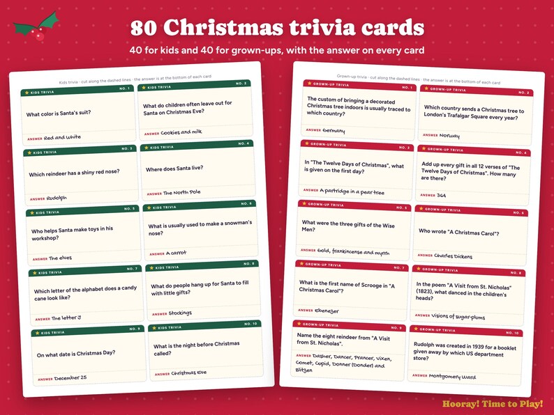 Christmas Family Game Night Printable, Christmas Trivia Cards, Picture Bingo, Charades, One Minute Games, Kids and Adults Party Games image 3