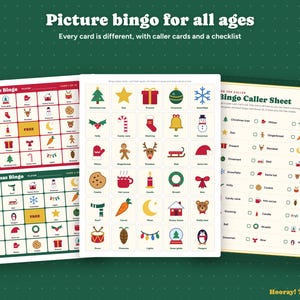 Christmas Family Game Night Printable, Christmas Trivia Cards, Picture Bingo, Charades, One Minute Games, Kids and Adults Party Games image 4