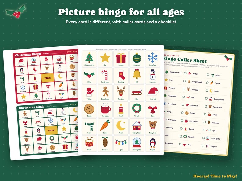 Christmas Family Game Night Printable, Christmas Trivia Cards, Picture Bingo, Charades, One Minute Games, Kids and Adults Party Games image 4