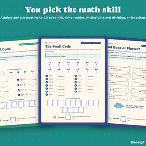 Math Escape Room for Kids with Phone Lock, Printable Dinosaur Math Game, Times Tables, Fractions, Personalized Family Game, Ages 6-12 image 5